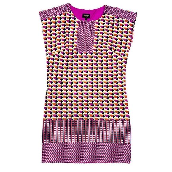 Laundry by Shelli Segal Pink Mod Geometric Shift Dress Size Medium - Picture 1 of 8
